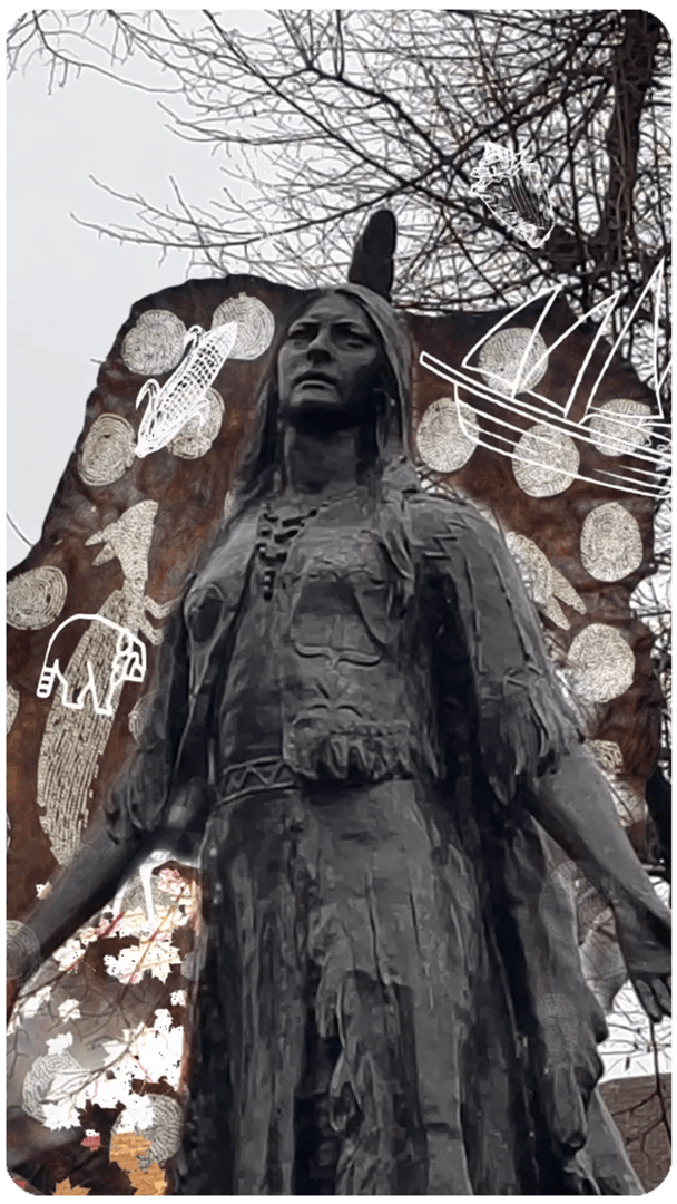 Pocahontas Statue with AR layer