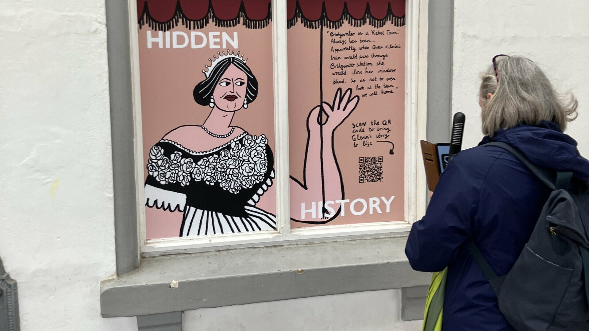 AR artwork showing Queen Victoria at Bridgwater Station