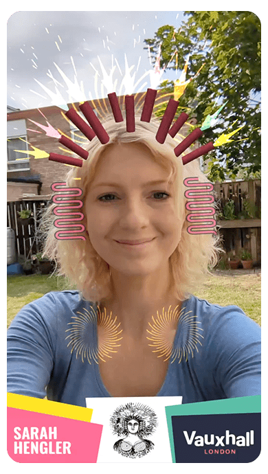 Vauxhall Selfie filter of Sarah Hengler